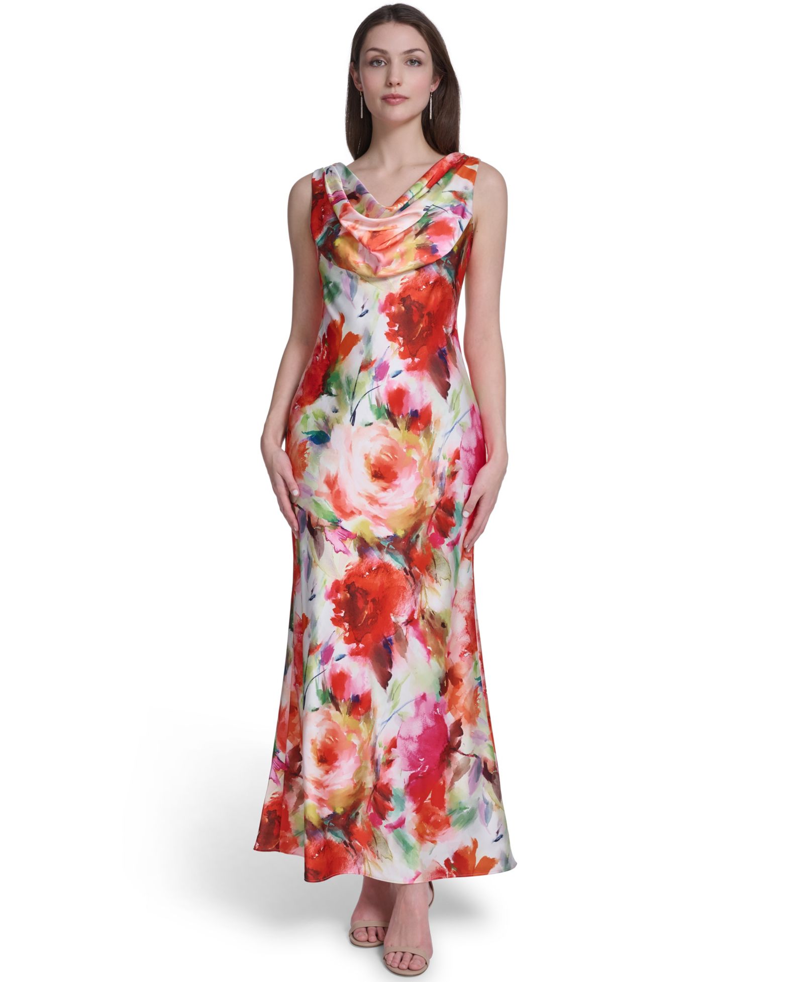 Eliza J Women's Sleeveless Drape Cowl Neck Gown