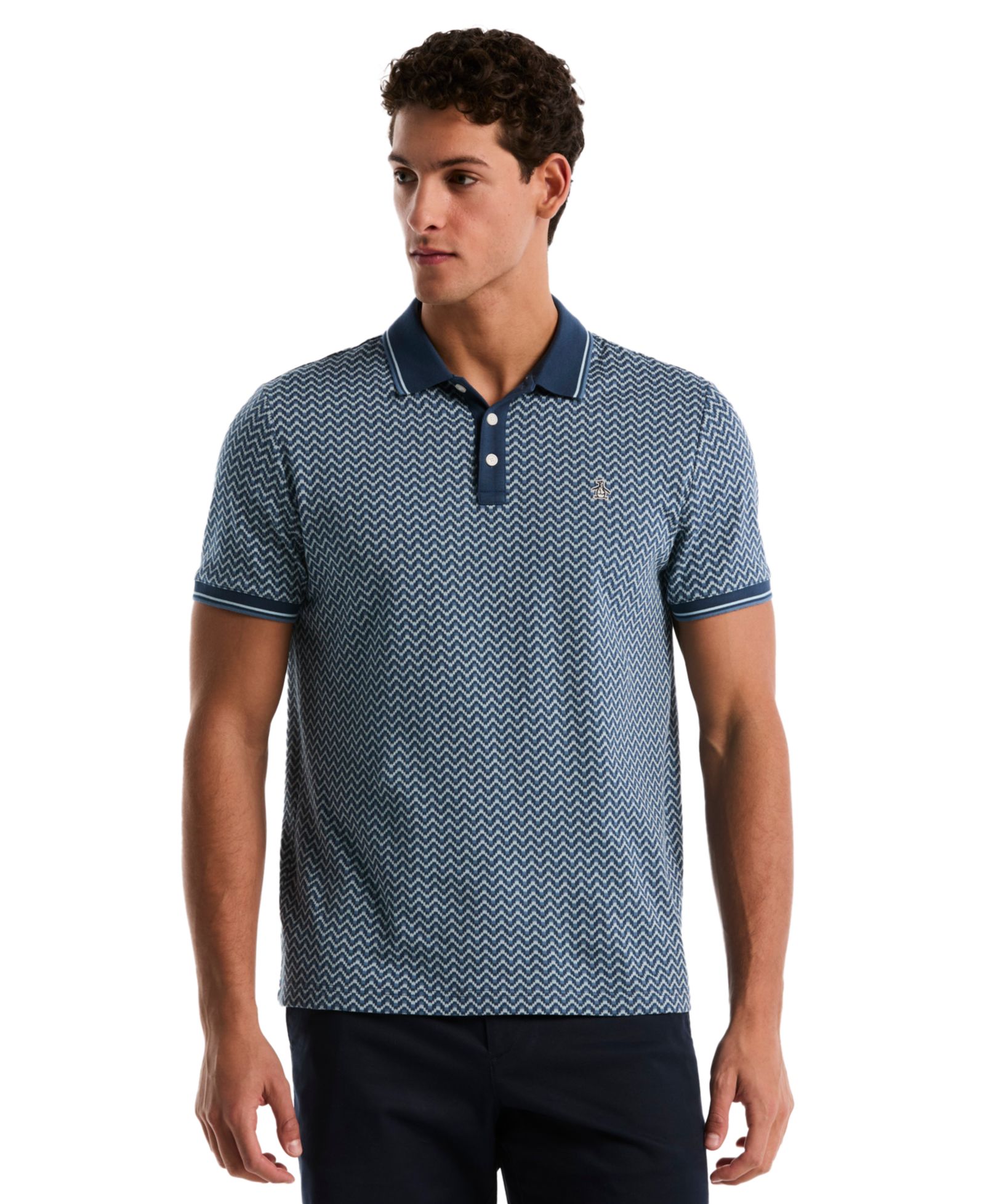 Мужское поло Original Penguin с жаккардовым узором волны