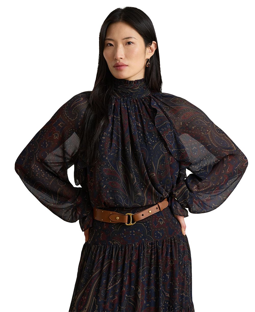 Lauren Ralph Lauren Women's Long-Sleeve Paisley-Print Mockneck Blouse