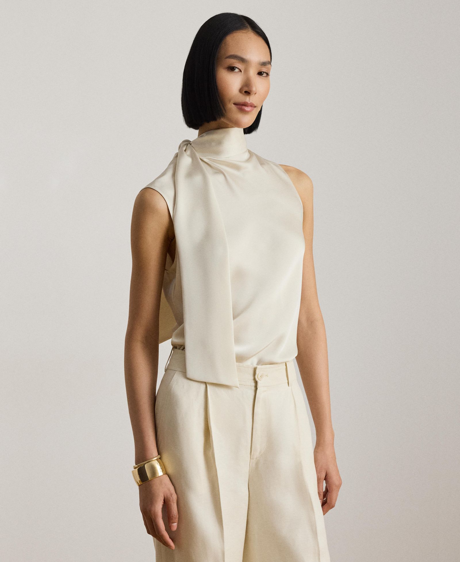 Lauren Ralph Lauren Women's Tie-Neck Sleeveless Blouse