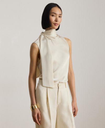 Lauren Ralph Lauren Women's Tie-Neck Sleeveless Blouse