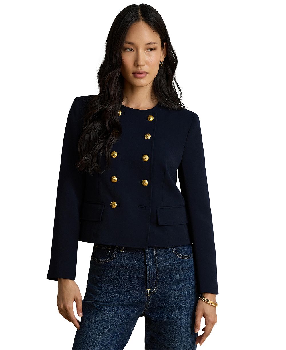 Женский укороченный жакет Lauren Ralph Lauren Sablé Crepe с двойной бортной застежкой