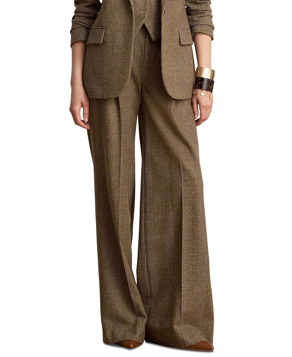 Lauren Ralph Lauren Women's High-Rise Pleated Wide-Leg Wool Pants