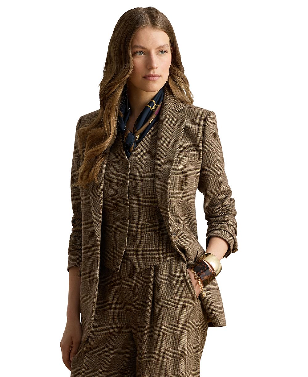 Lauren Ralph Lauren Women's Glen Plaid Wool Twill Tailored Blazer