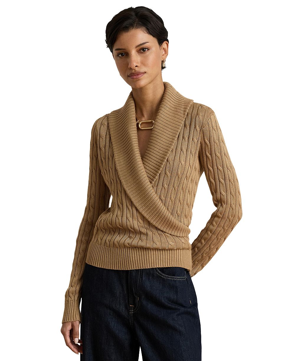 Lauren Ralph Lauren Women's Cable-Knit Shawl-Collar Sweater