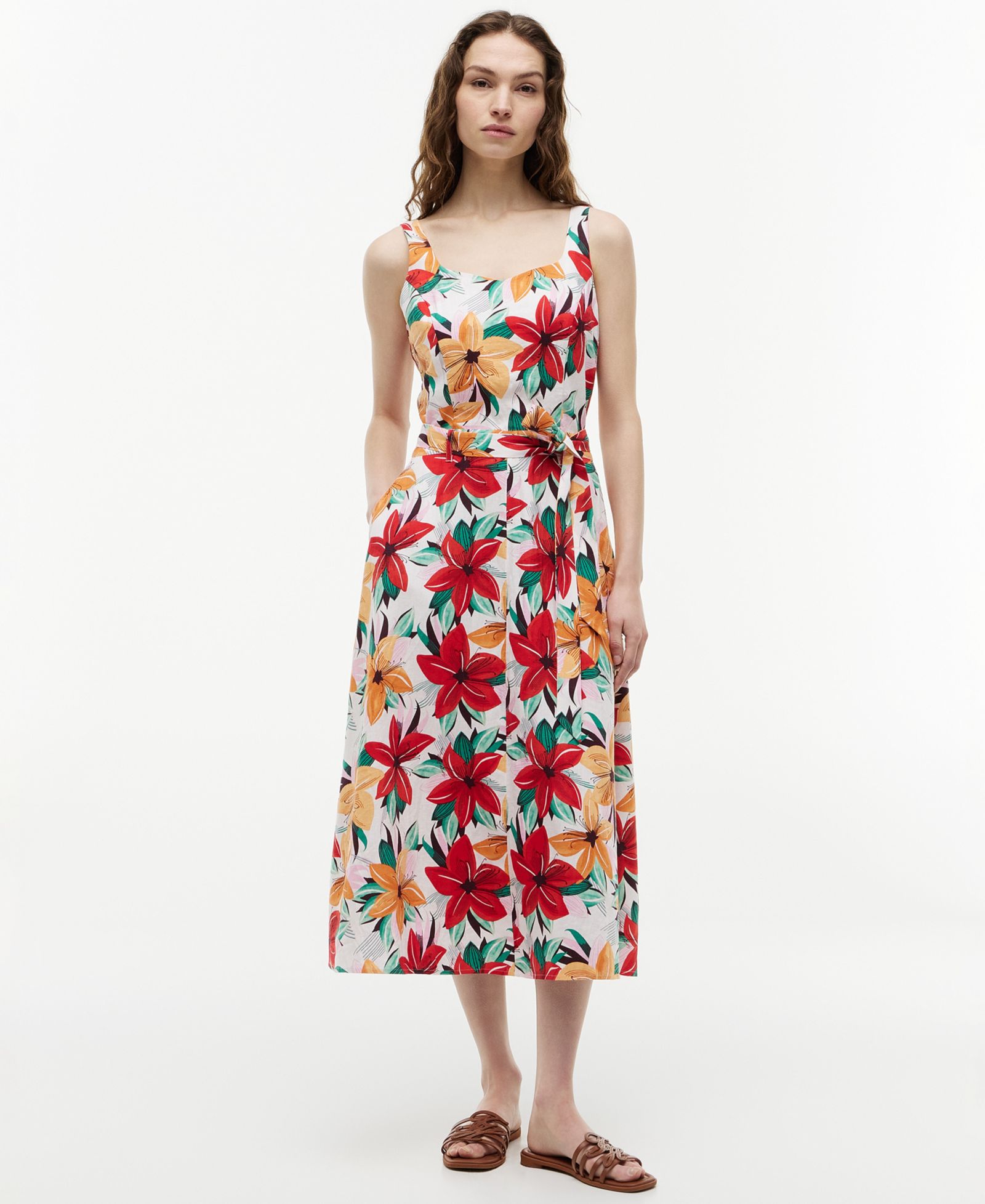 Tommy Hilfiger Women's Printed Belted Midi Dress