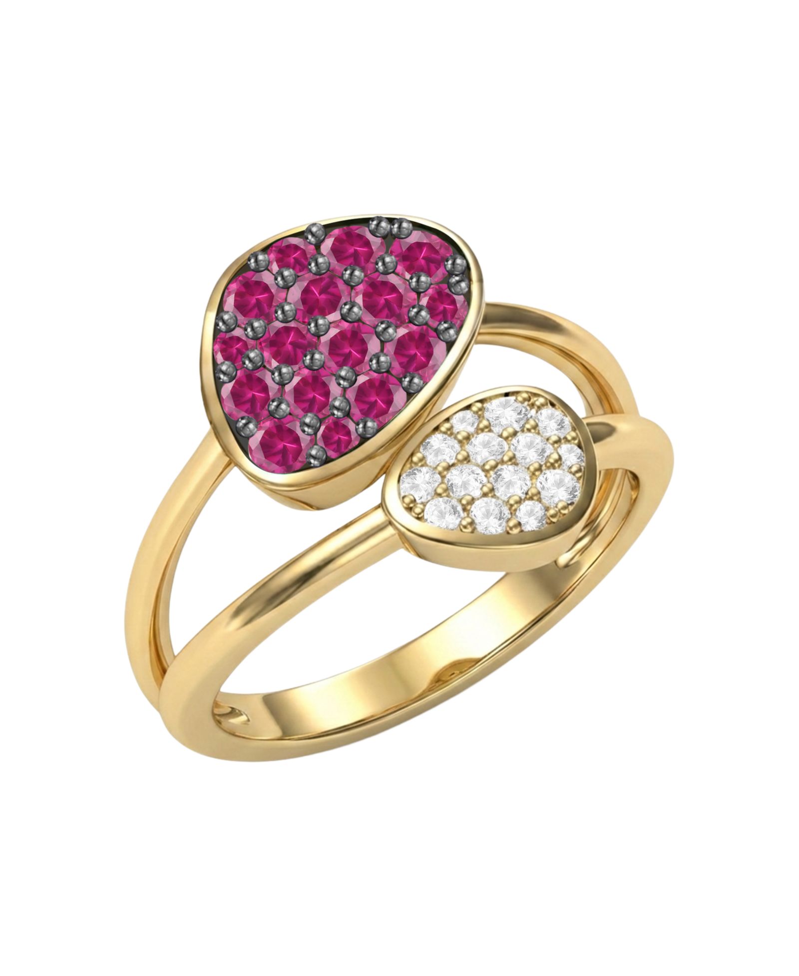 Macy's Lab Grown Ruby (3/4 ct. t.w.) & Lab Grown White Sapphire (1/4 ct. t.w.) Ring in 14k Gold Over Sterling Silver (Also Available in Emerald & Sapphire)