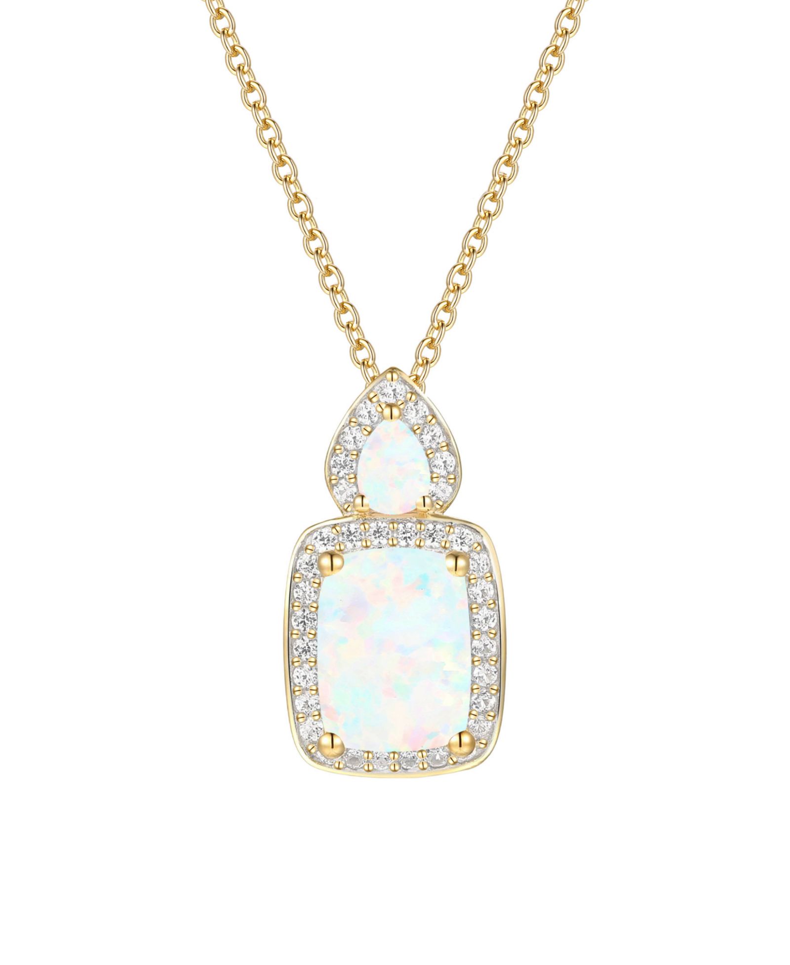 Macy's Amethyst (1-3/8 ct. t.w.) & Lab Grown White Sapphire (1/5 ct. t.w.) Pendant Necklace in 14k Gold Over Sterling Silver (Also Available in Multi-Stones)