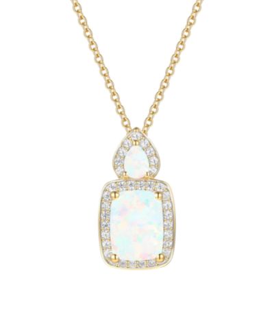 Macy's Amethyst (1-3/8 ct. t.w.) & Lab Grown White Sapphire (1/5 ct. t.w.) Pendant Necklace in 14k Gold Over Sterling Silver (Also Available in Multi-Stones)