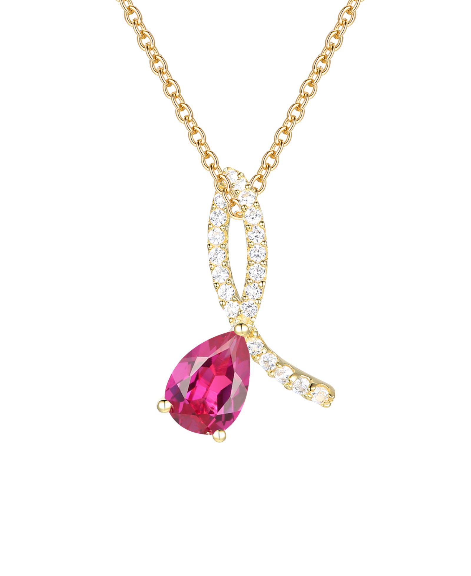 Ожерелье-подвеска Macy's Lab Grown Ruby & White Sapphire в 14k Gold Over Sterling Silver