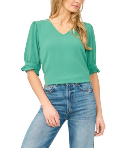 CeCe Women's V-Neck 3/4-Sleeve Blouse