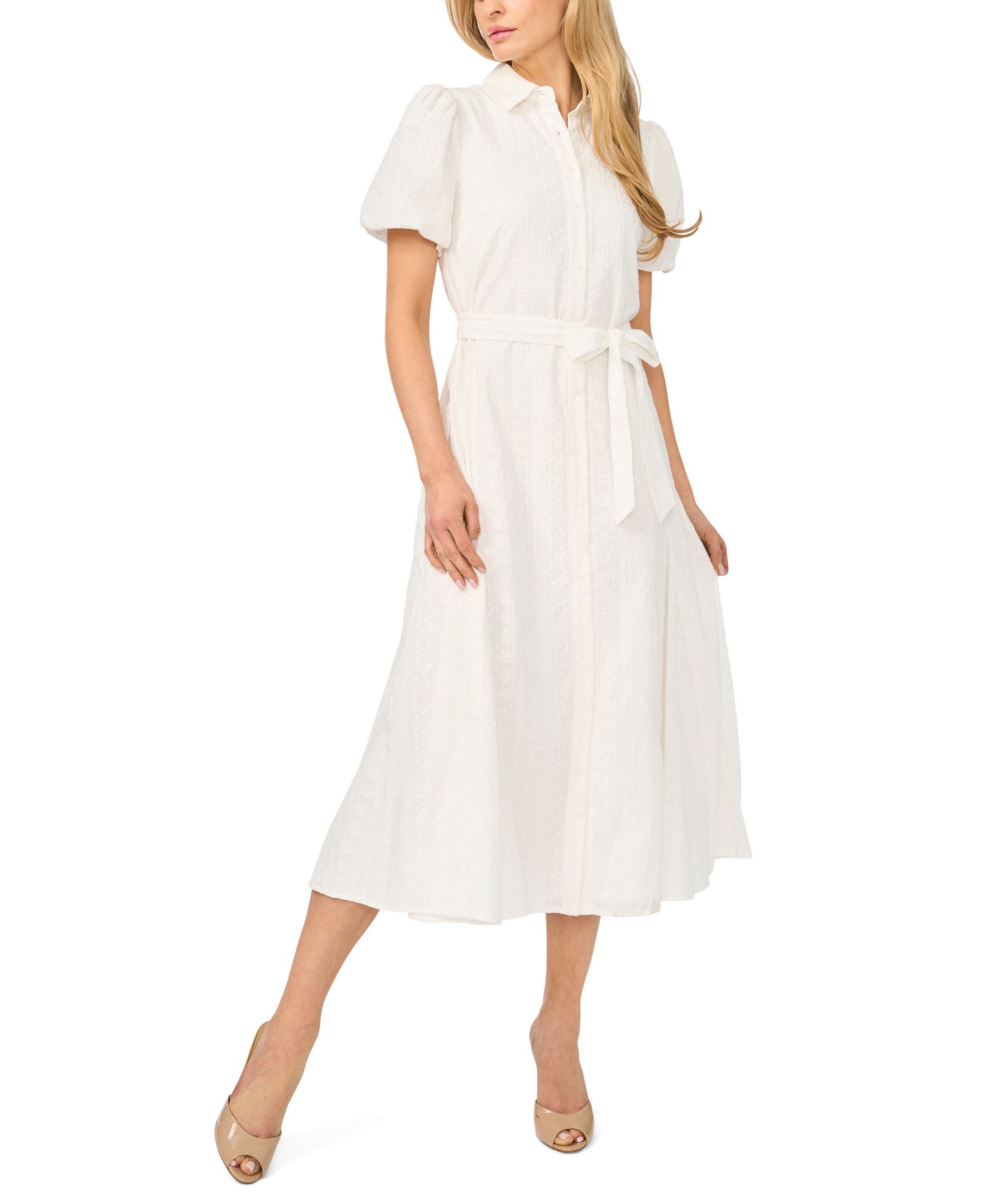 CeCe Women's Short-Sleeve Collared Cotton Dress