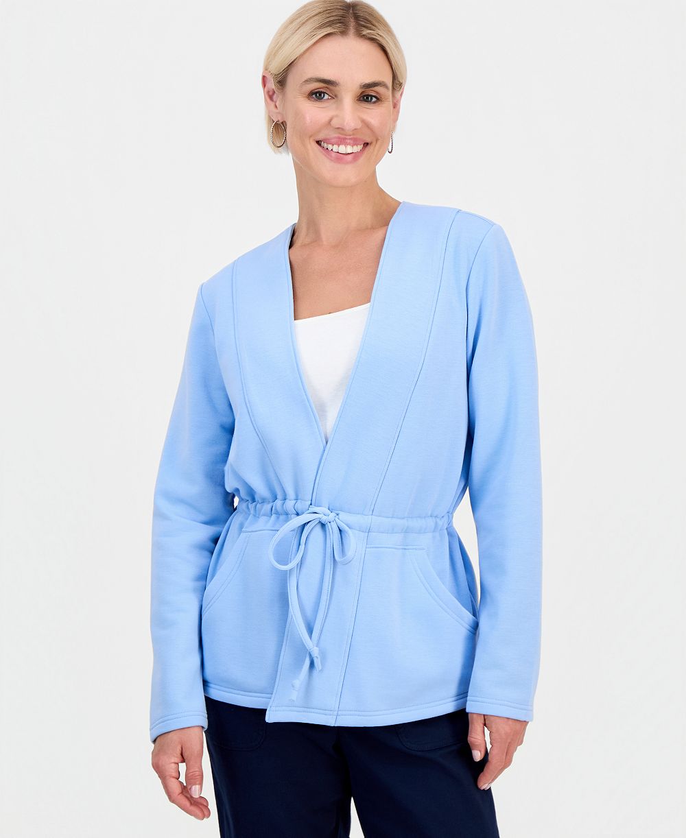 Style & Co Petite LuxLounge Tied-Lapel Knit Jacket, Macy's Exclusive