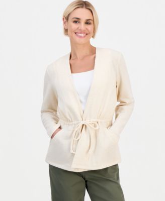 Женский вязаный жакет Style & Co Petite LuxLounge Tied-Lapel Knit