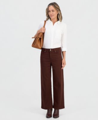 Style & Co Petite Брюки из твилла с высокой талией и широкими штанинами
