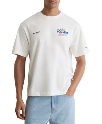 REISS Men's La Papaya McLaren Racing Miami Papaya-Print Unisex-Fit T-Shirt