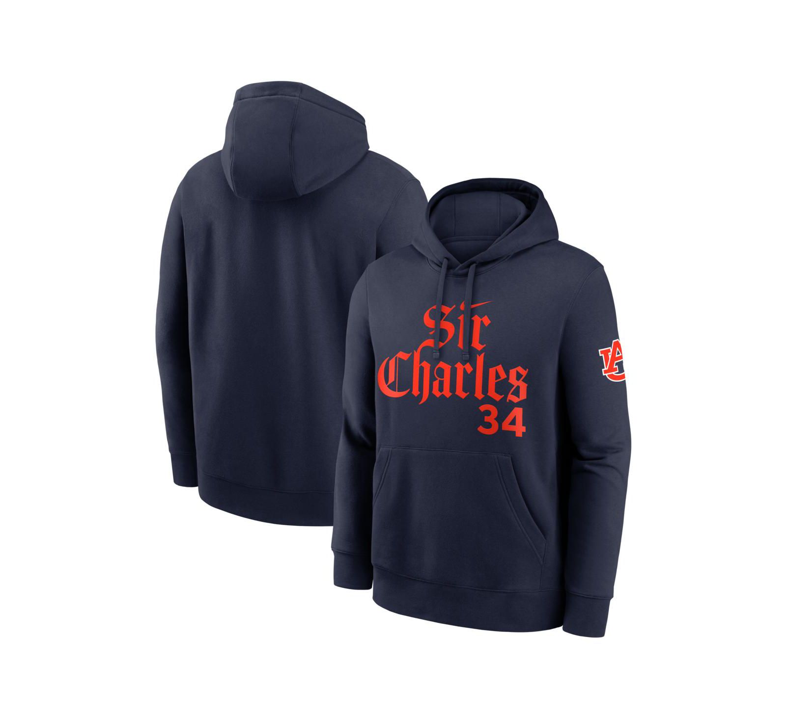 Nike Men's Charles Barkley Navy Auburn Tigers Name & Number Club Fleece Hoodie