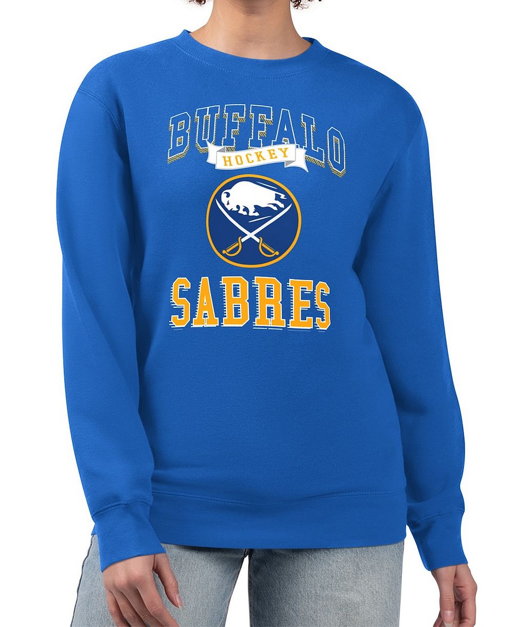 G-III 4Her by Carl Banks Women's Royal Buffalo Sabres Team Logo Tri-Blend Fleece Pullover Sweatshirt