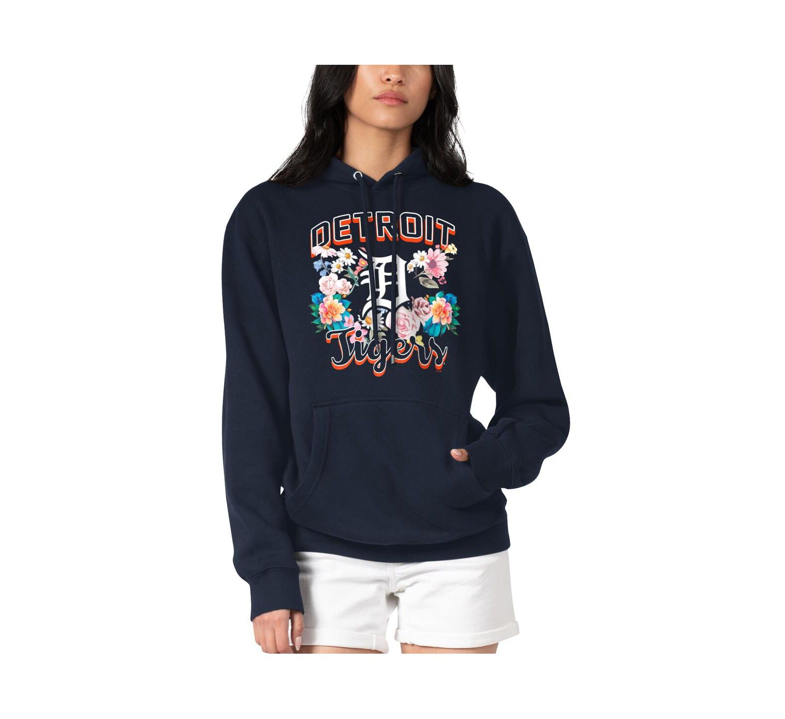 G-III 4Her by Carl Banks Женский Navy Detroit Tigers Flowers Graphic Pullover Hoodie