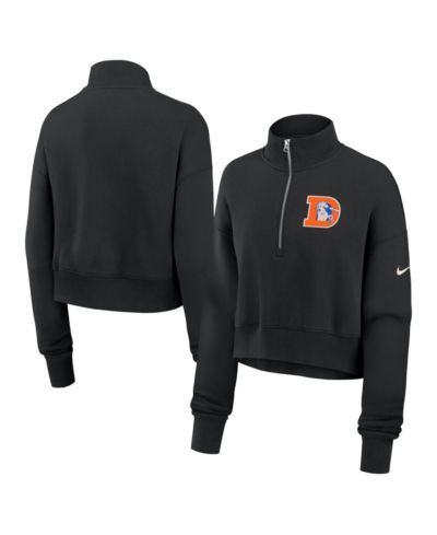 Nike Женская укороченная толстовка Denver Broncos Legacy Phoenix, черная, Half-Zip