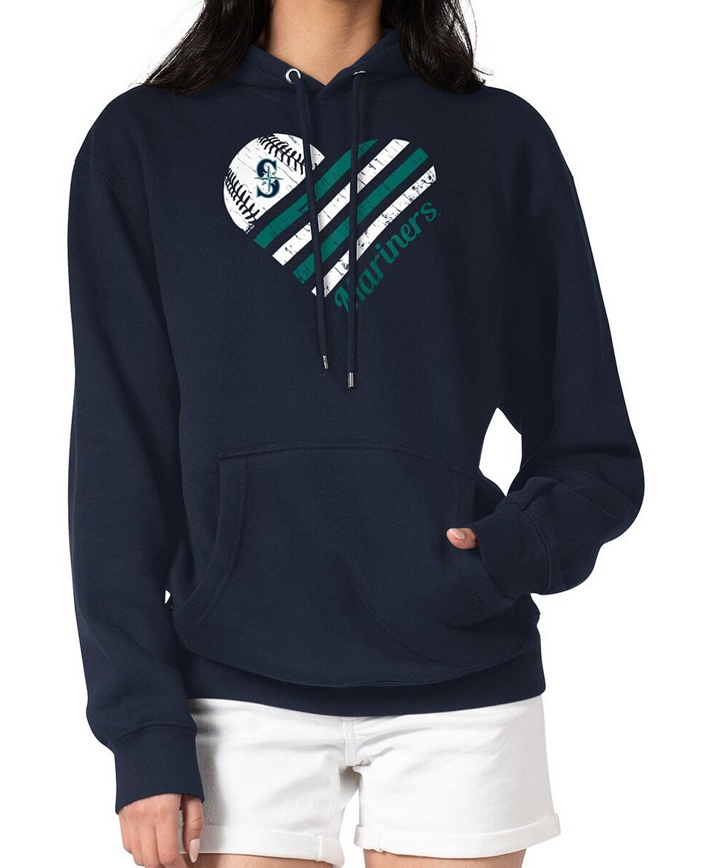 G-III 4Her by Carl Banks Женское худи с флисовой подкладкой Navy Seattle Mariners Heart Fleece Pullover