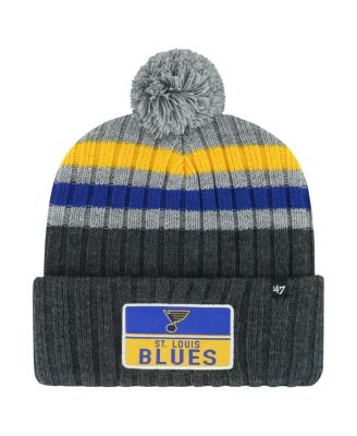 Вязаная шапка '47 Brand Gray St. Louis Blues Stack Patch Cuffed с помпоном для мужчин