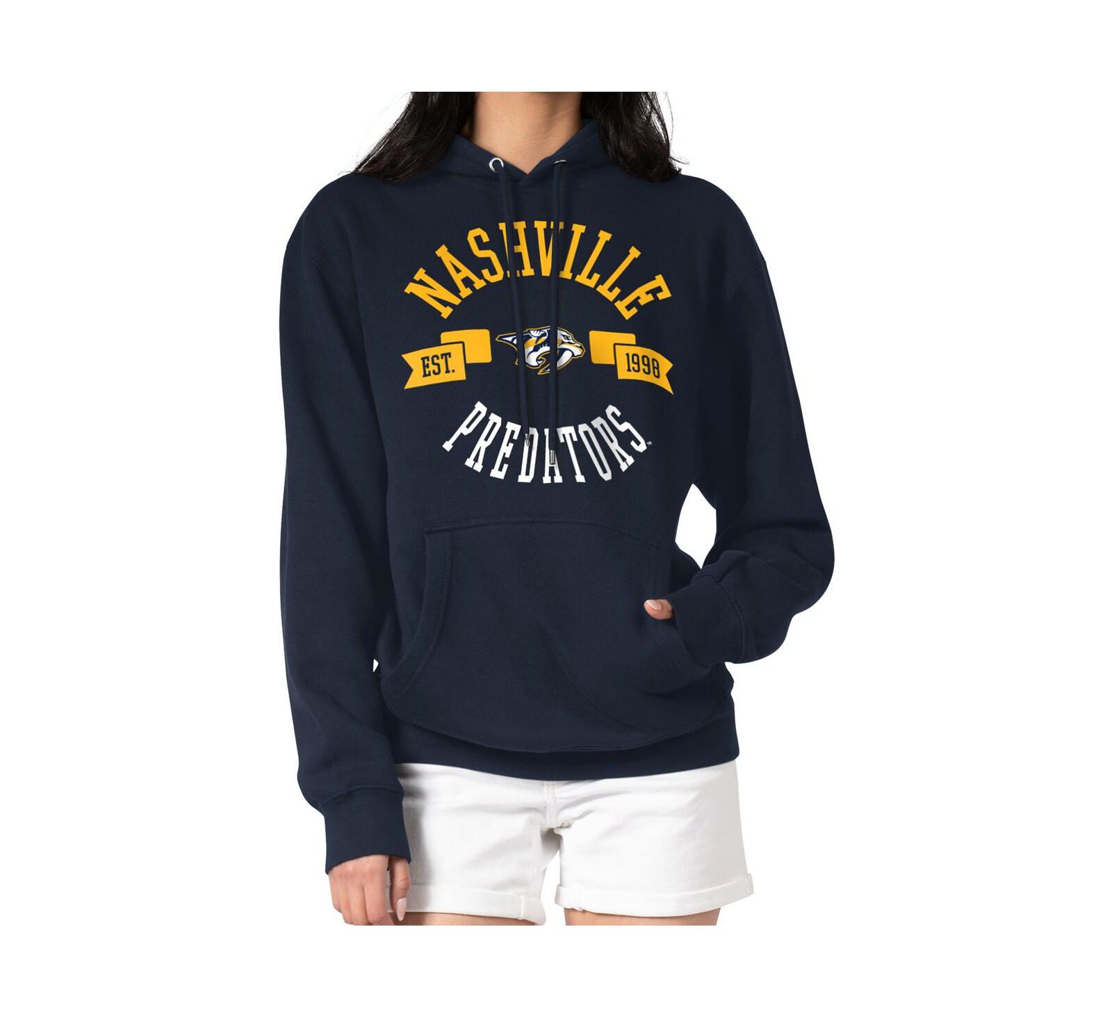 Женское худи G-III 4Her by Carl Banks Navy Nashville Predators City Graphic Fleece Pullover