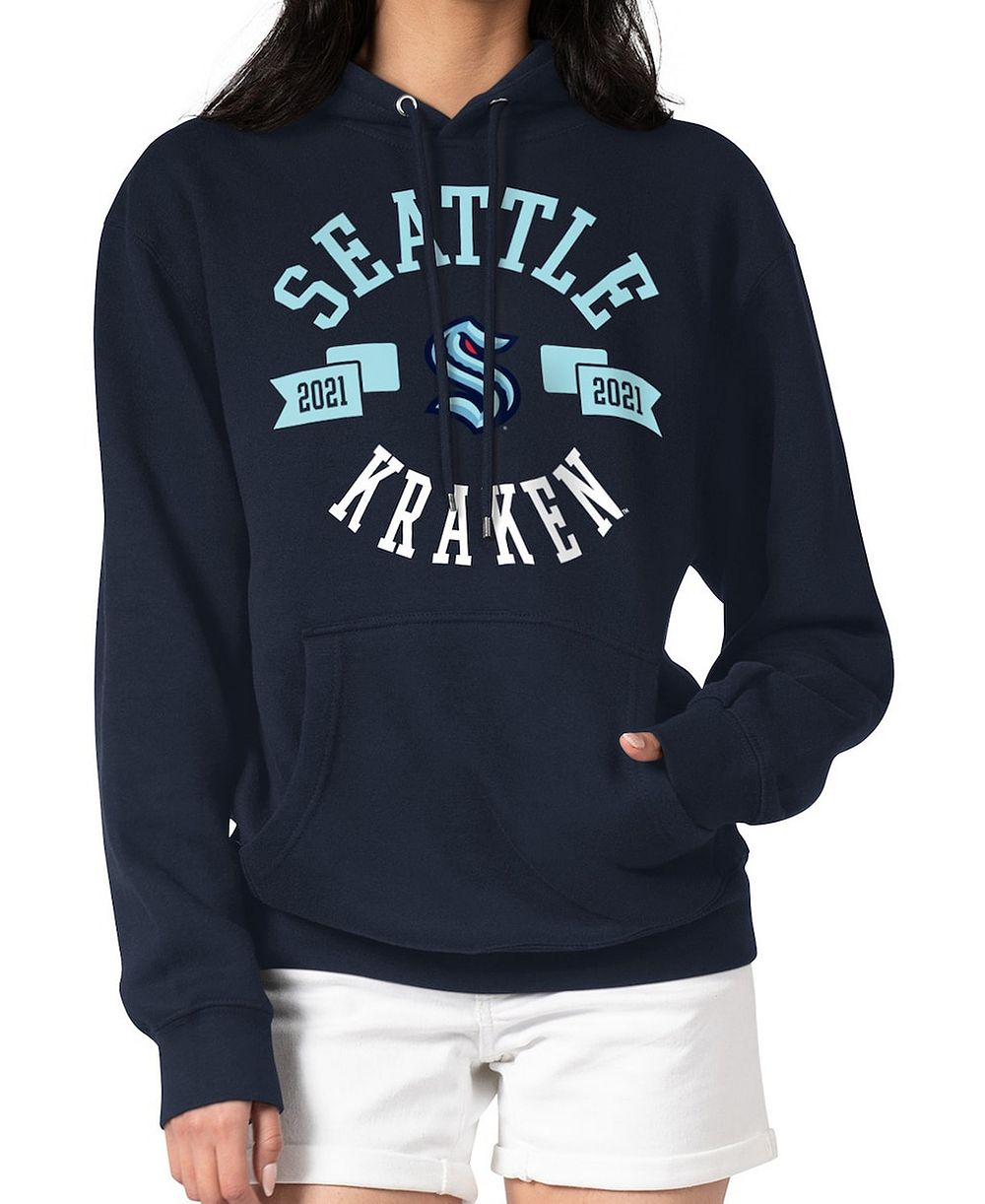 Женское худи G-III 4Her by Carl Banks Navy Seattle Kraken City Graphic Fleece Pullover