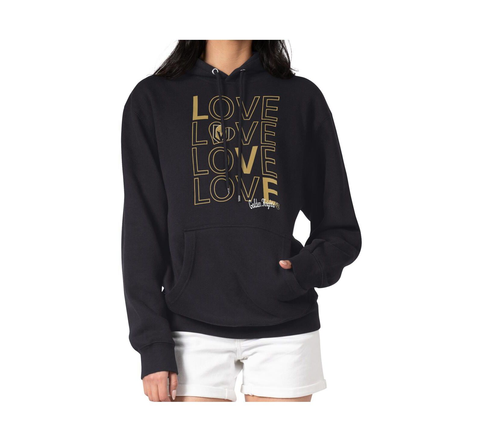 G-III 4Her by Carl Banks Women's Black Vegas Golden Knights Hockey Love Fleece Pullover Hoodie
