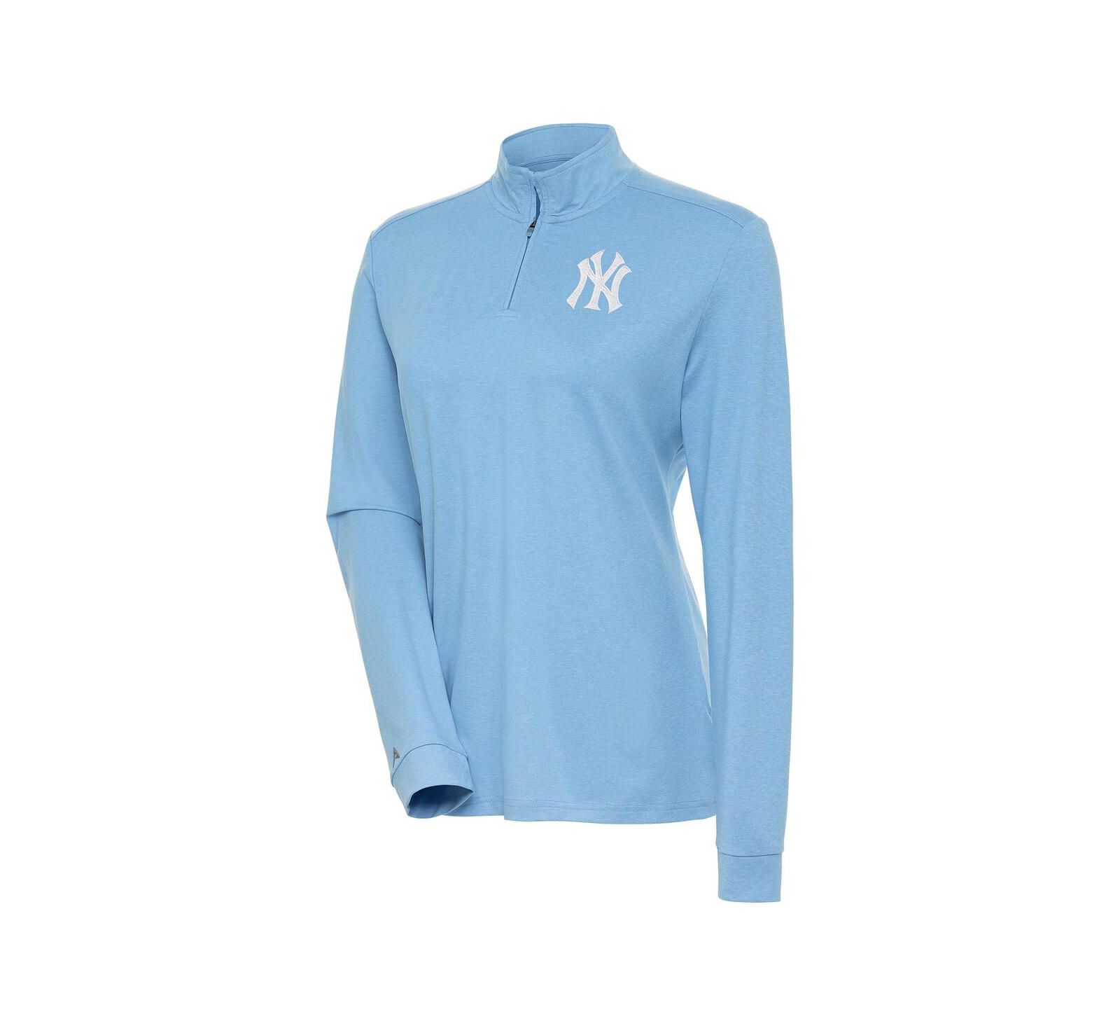 Женская ветровка Antigua Light Blue New York Yankees Mentor Quarter-Zip
