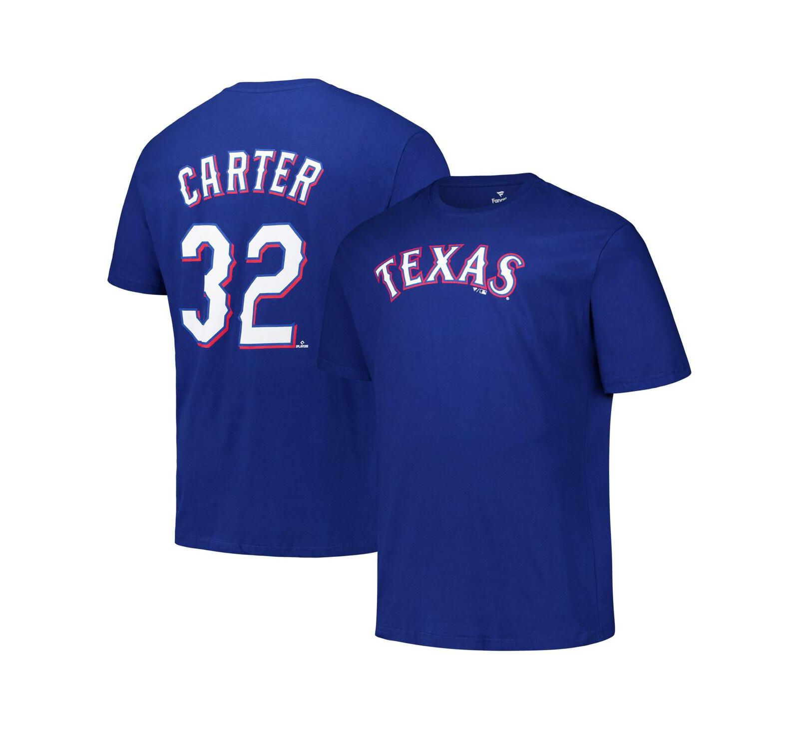 Мужская футболка Fanatics Evan Carter Royal Texas Rangers Big & Tall Name & Number