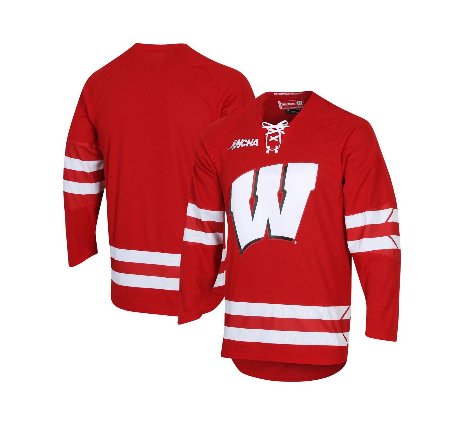 Under Armour Men's Red Wisconsin Badgers Replica Hockey Jersey