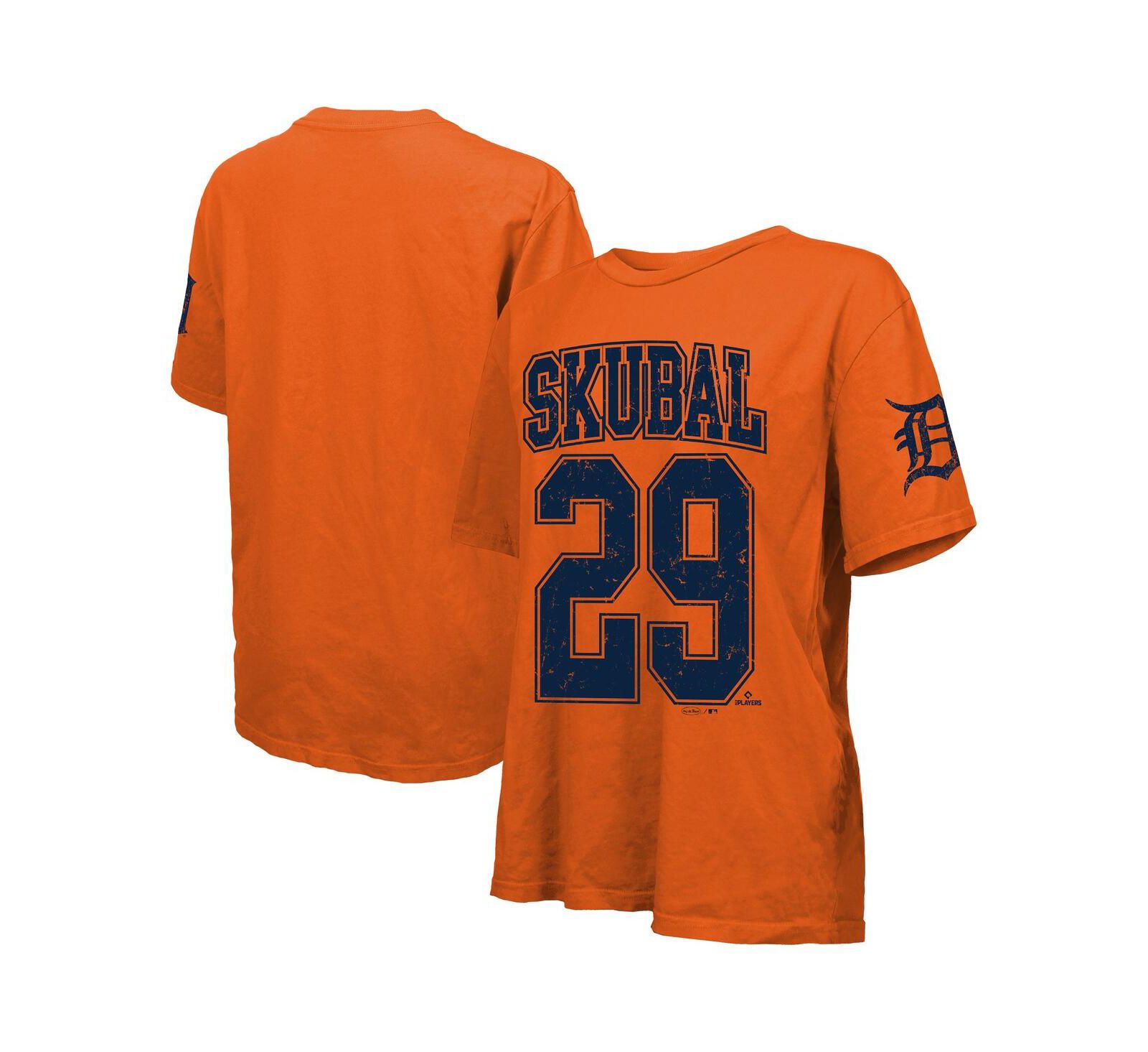 Majestic Threads Женская оверсайз футболка Tarik Skubal Orange Detroit Tigers с именем и номером