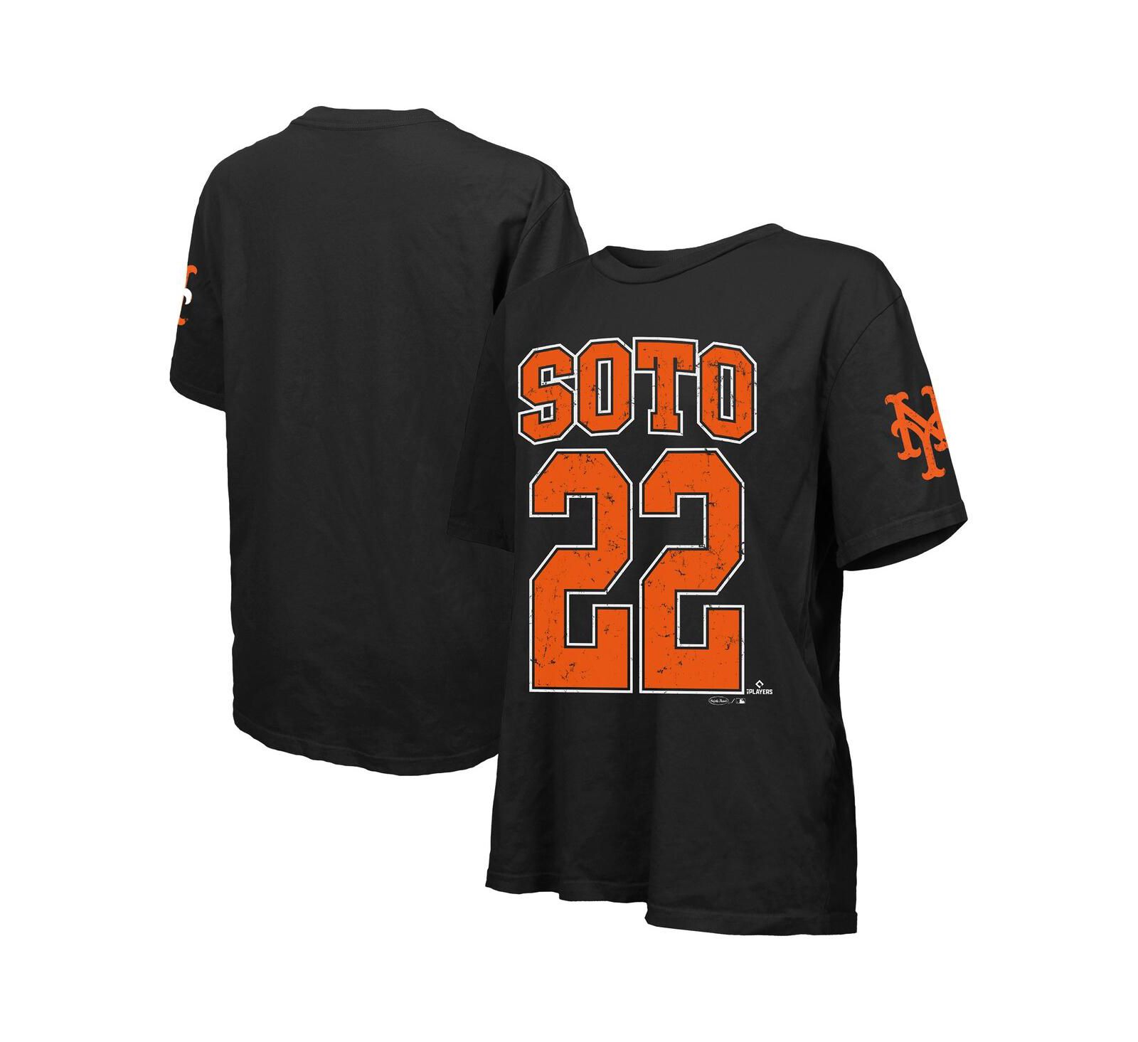 Женская футболка оверсайз Majestic Threads Juan Soto Black New York Mets