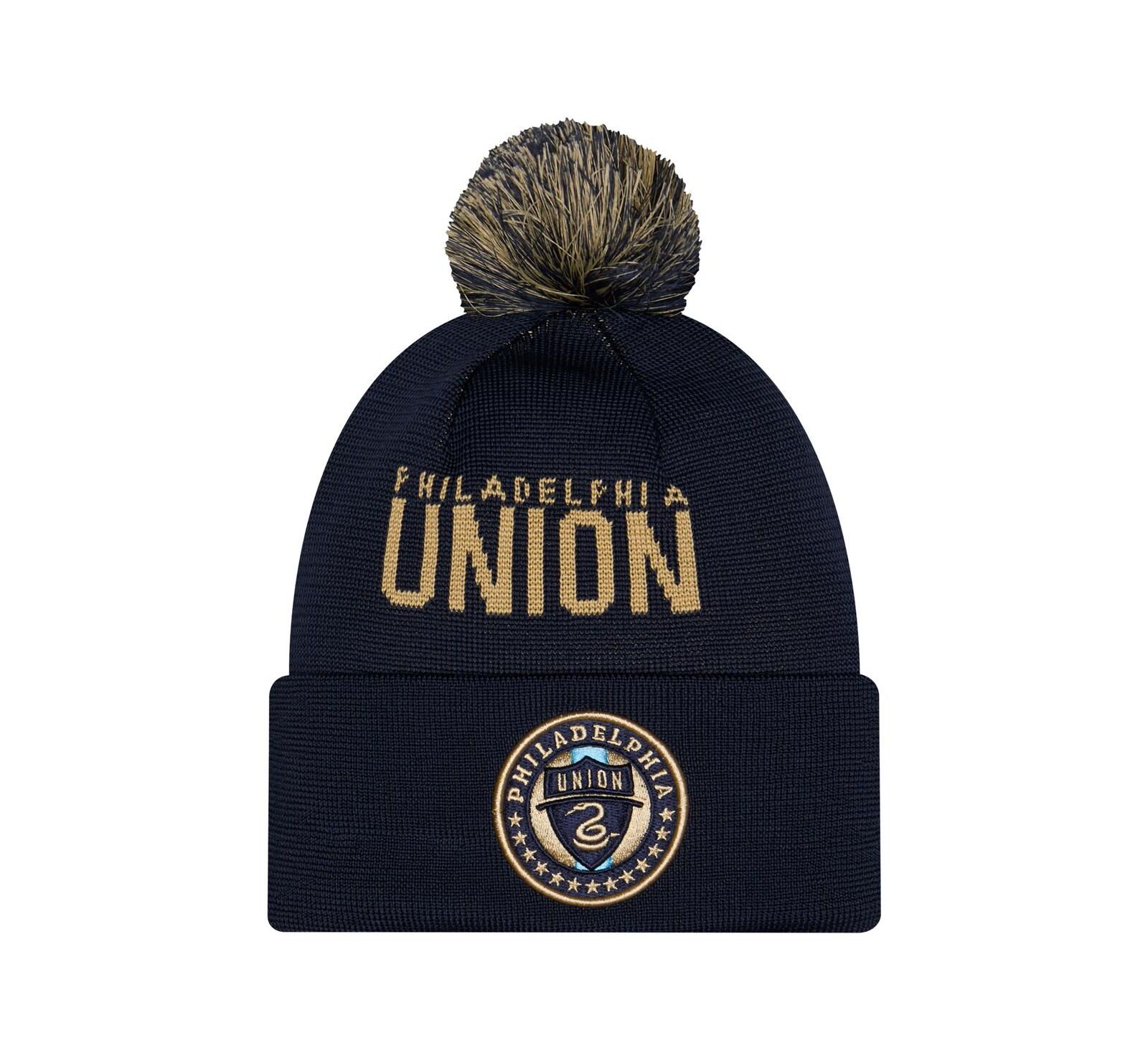 New Era Men's Black Philadelphia Union 2026 Jersey Hook Cuffed with Pom Knit Hat