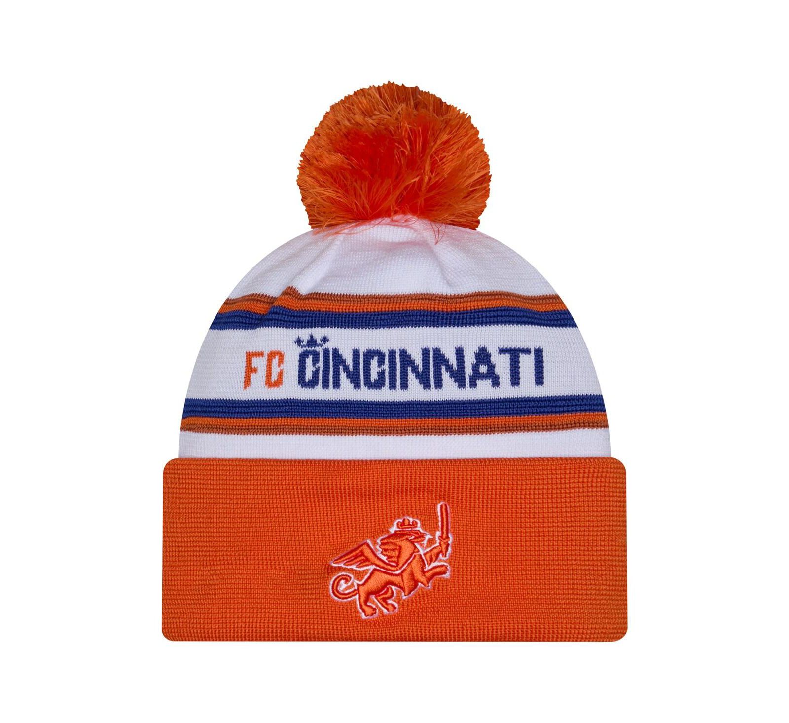 New Era Мужская вязаная шапка с помпоном FC Cincinnati 2026, белая