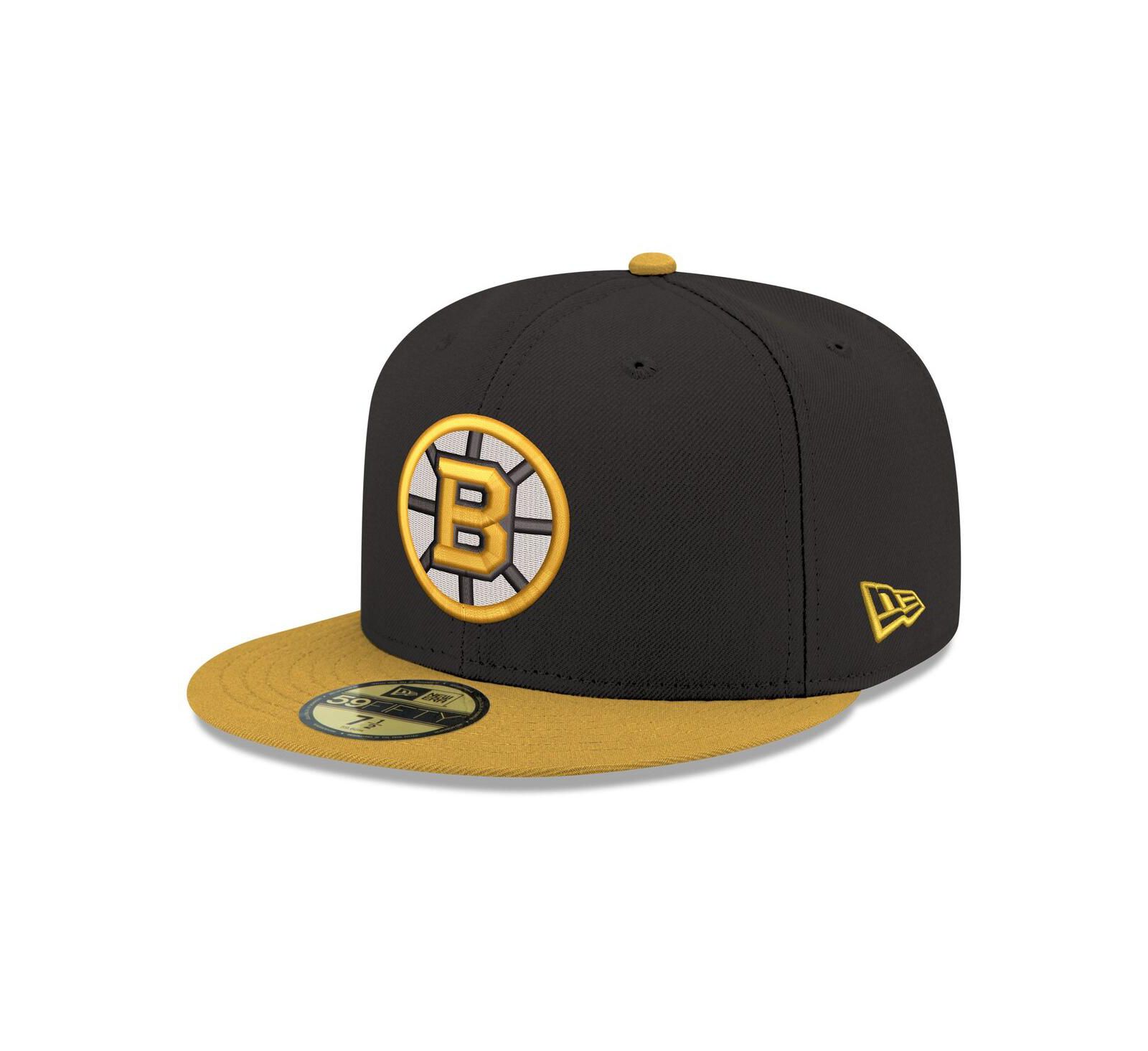 Мужская кепка New Era Black Boston Bruins Core Logo Two-Tone 59FIFTY Fitted