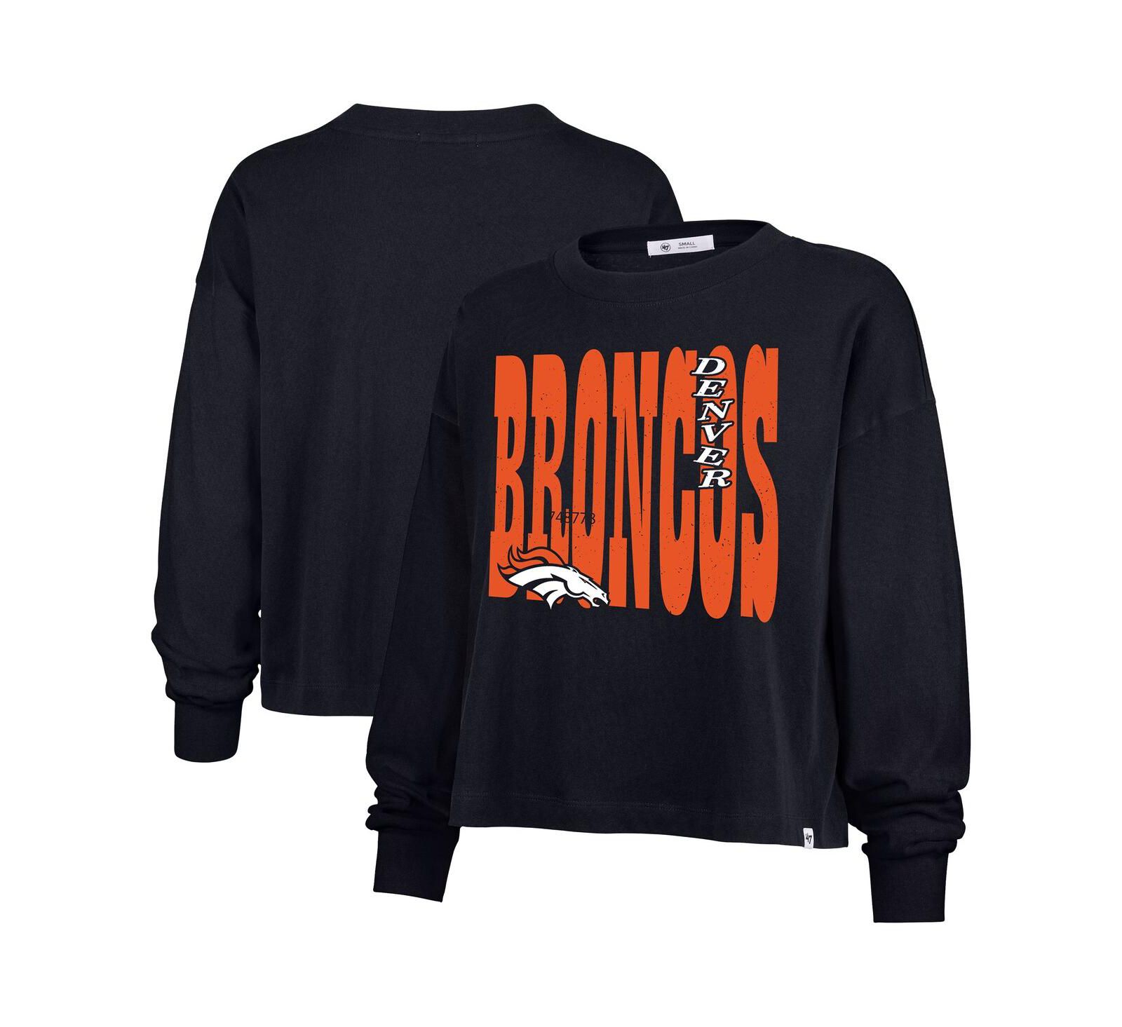 '47 Brand Women's Navy Denver Broncos Stacked Sydney Long Sleeve T-Shirt