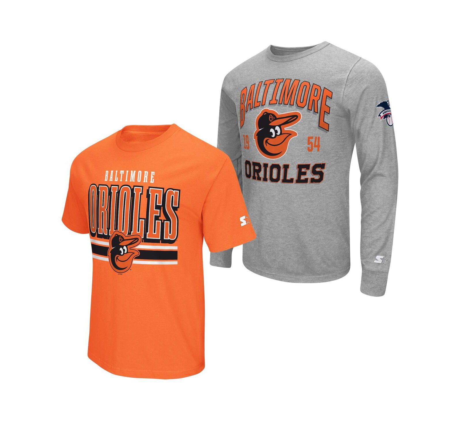 Starter Men's 2-Pack Heather Gray/Orange Baltimore Orioles Long Sleeve Short Sleeve T-Shirt Set