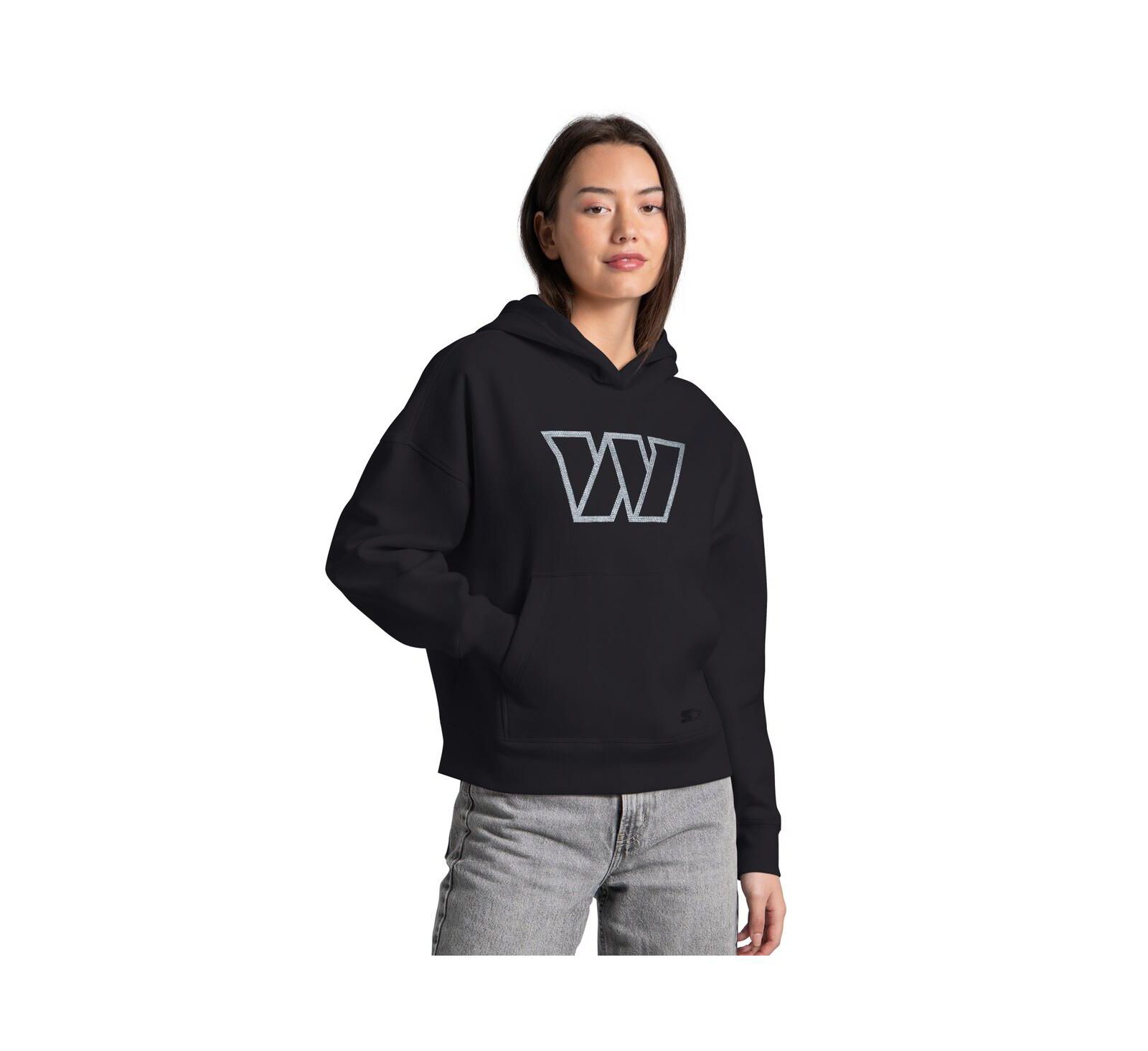 Женское худи Starter Black Washington Commanders Rhinestone Relaxed