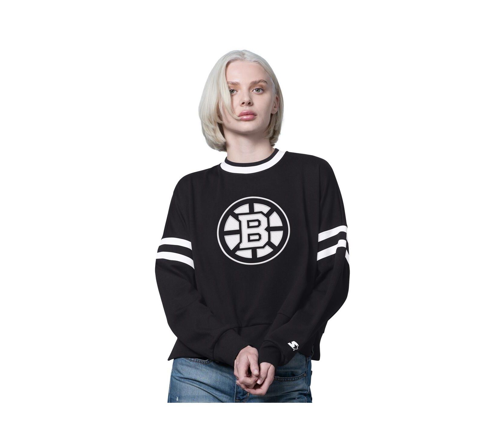 Женская укороченная толстовка Starter Black Boston Bruins Rally Fleece