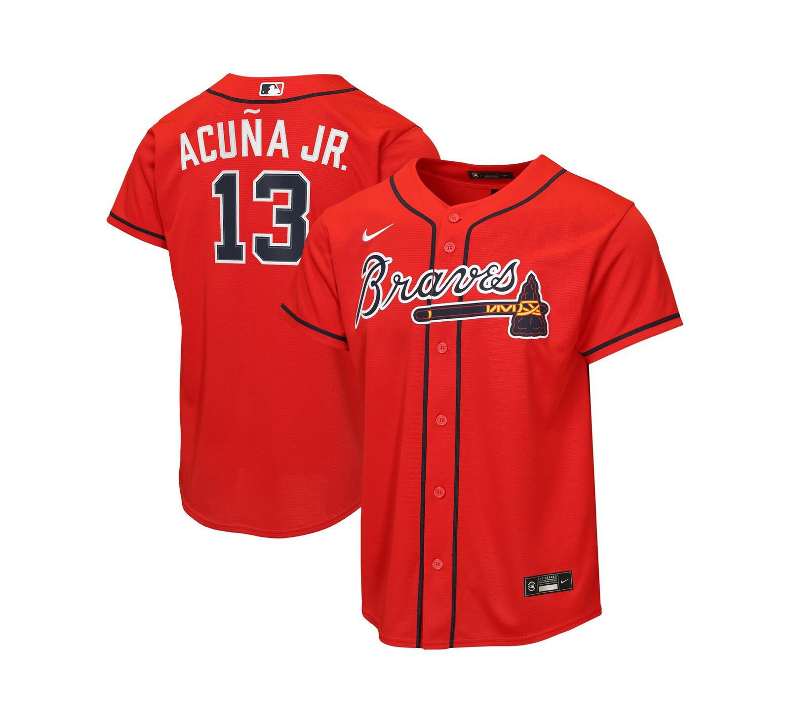 Детская джерси Nike Ronald Acuña Jr. Red Atlanta Braves Alternate 2 Replica