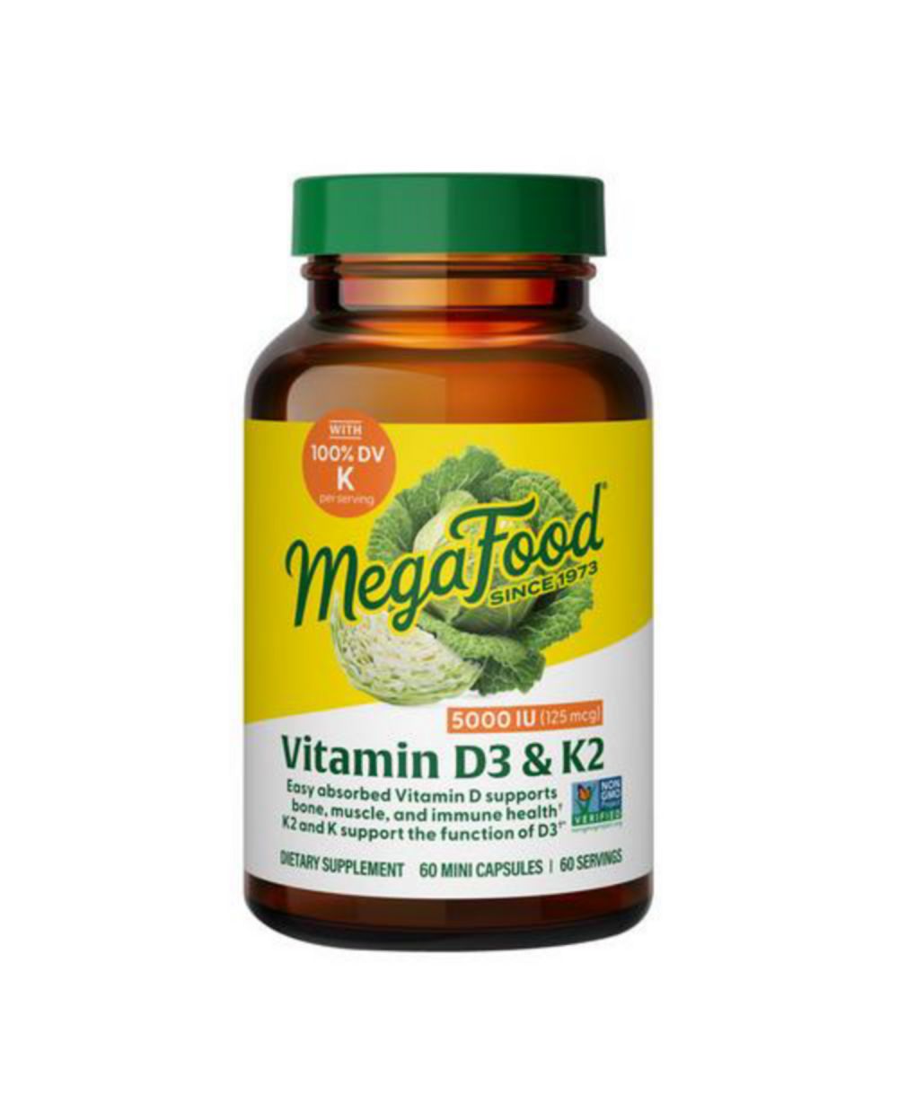 MegaFood Витамин D3 с K & K2, 5000 МЕ, 60 капсул