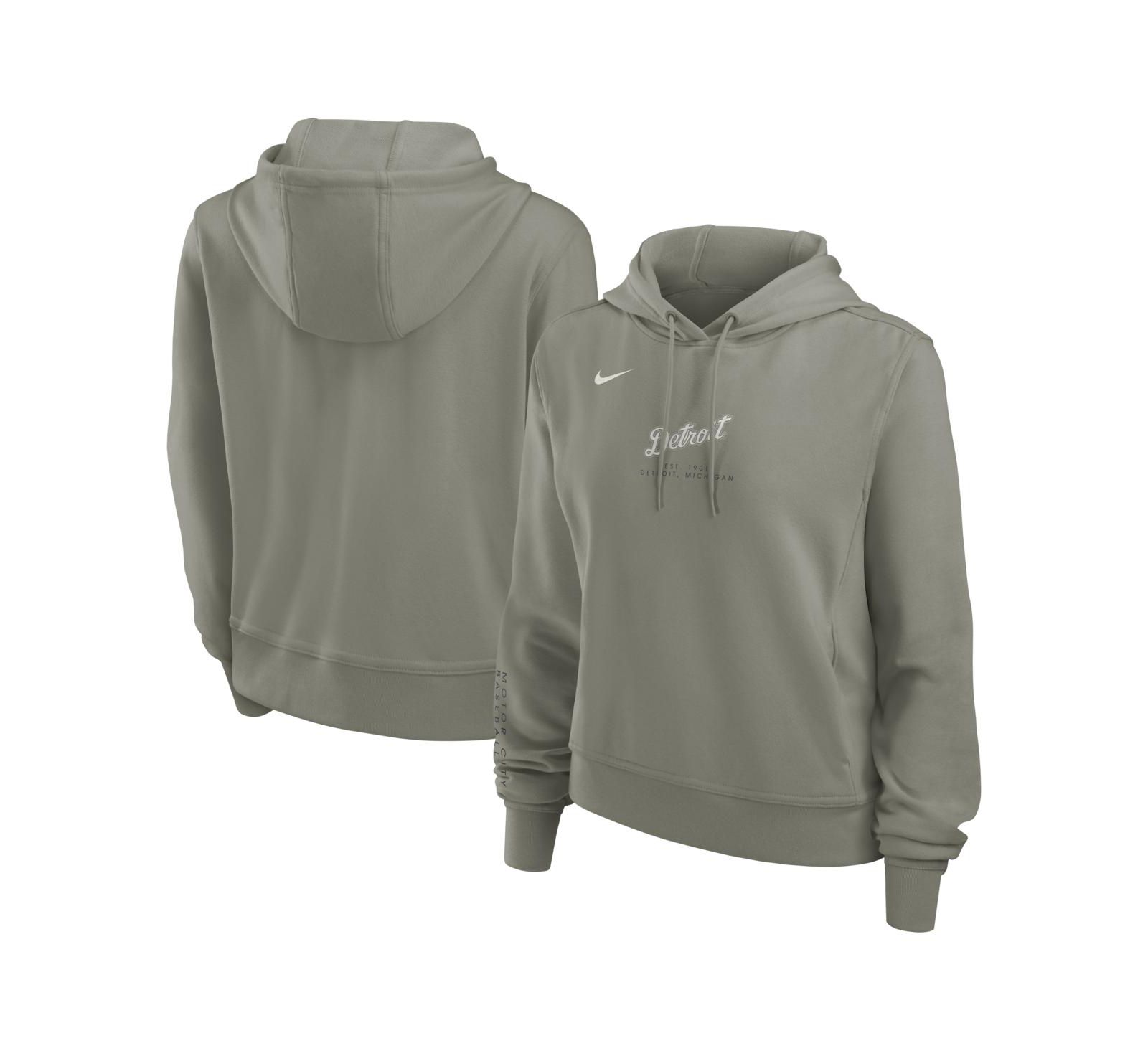 Женское худи Nike Detroit Tigers One Tri-Blend Dri-FIT оливкового цвета