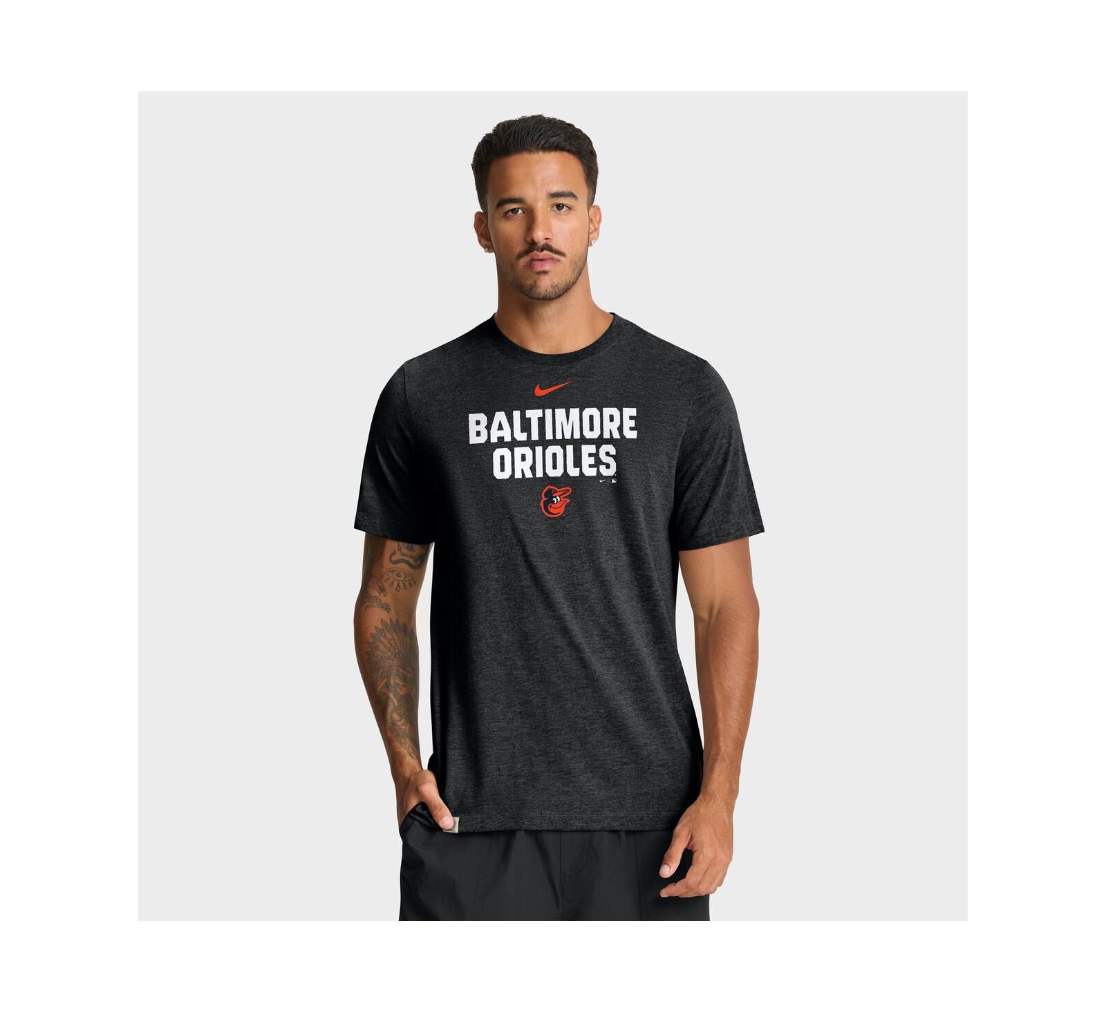 Nike Men's Heather Black Baltimore Orioles Stacked Tri-Blend T-Shirt