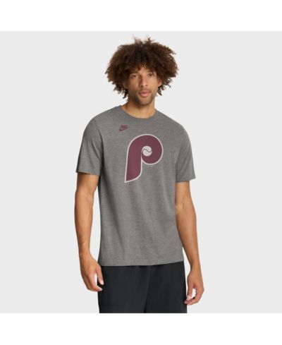 Nike Men's Heather Charcoal Philadelphia Phillies Cooperstown Logo Tri-Blend T-Shirt