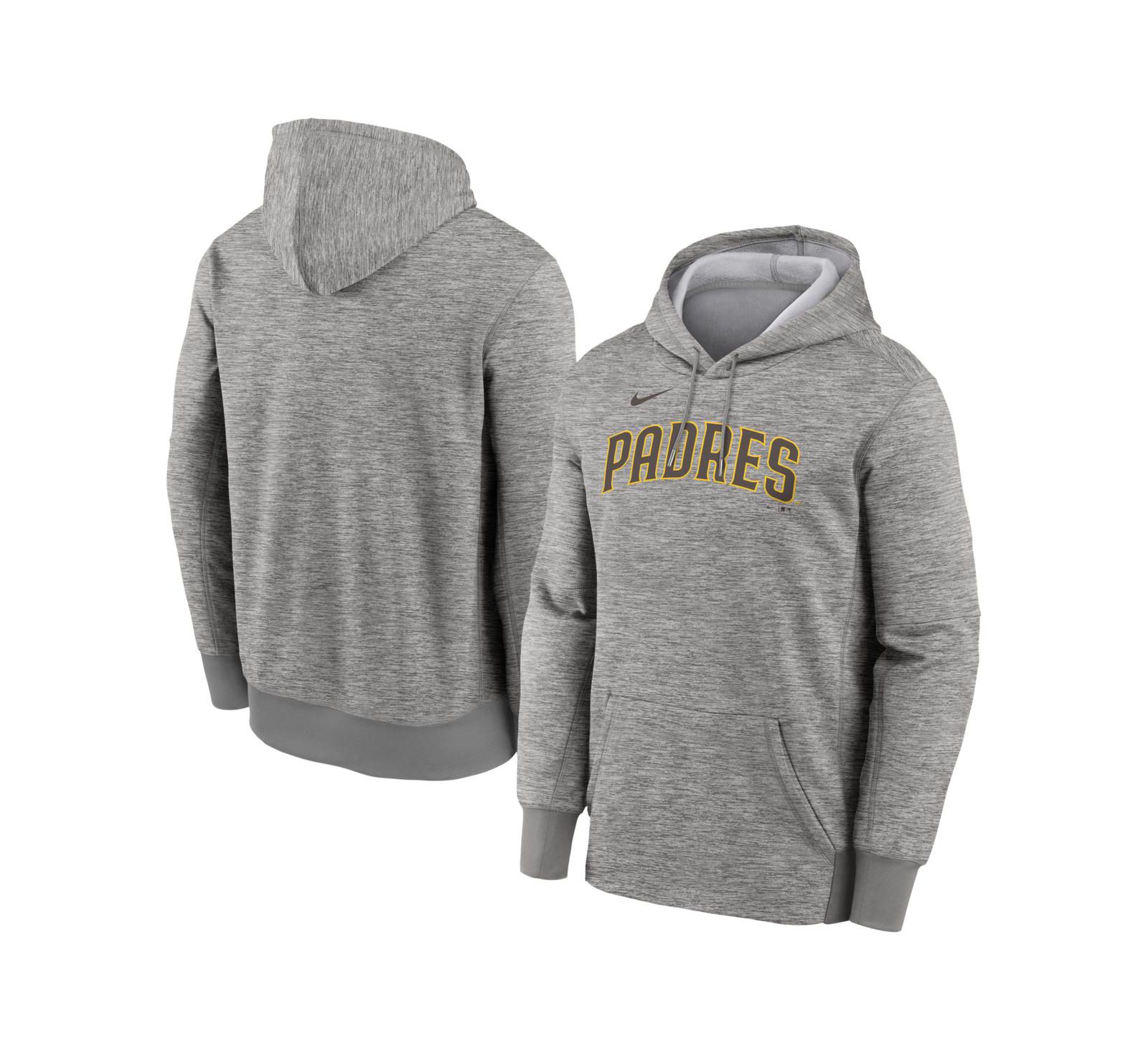 Nike Men's Heather Gray San Diego Padres Primary Wordmark Therma Hoodie
