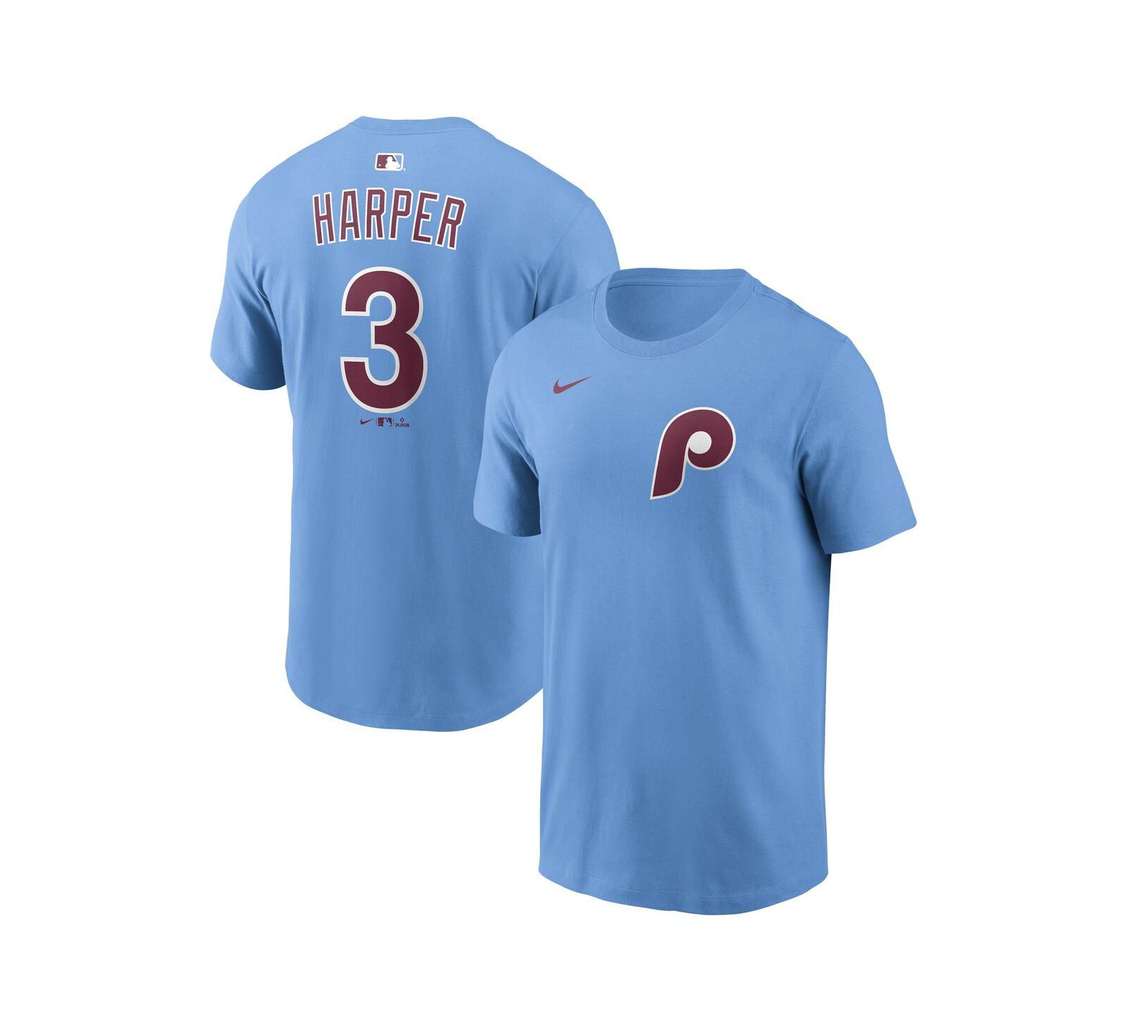 Nike Men's Bryce Harper Light Blue Philadelphia Phillies Name & Number T-Shirt
