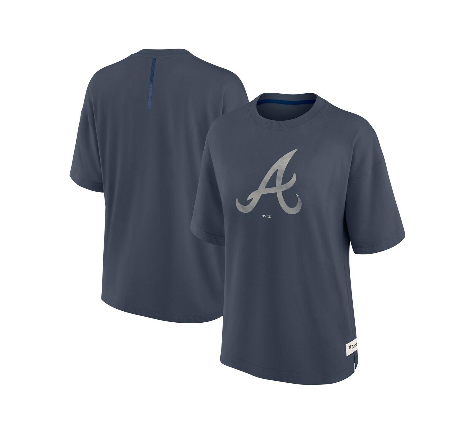 Fanatics Women's Blue Atlanta Braves Oversized Elements Raw Edge Future Ground T-Shirt
