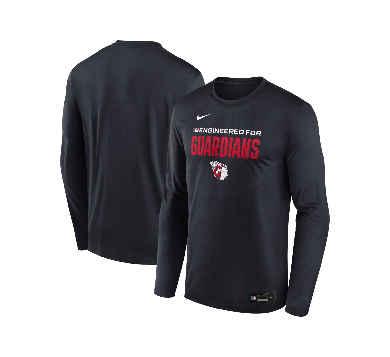 Мужская футболка Nike Black Cleveland Guardians Authentic Collection Legend Dri-FIT Long Sleeve